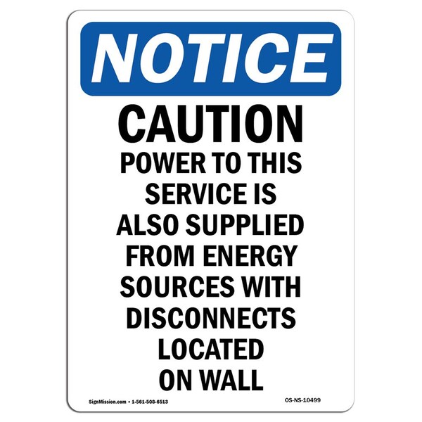 Signmission OSHA Notice, 5" Height, Caution Power To This Service Sign, 5" X 3.5", Portrait OS-NS-D-35-V-10499 - main